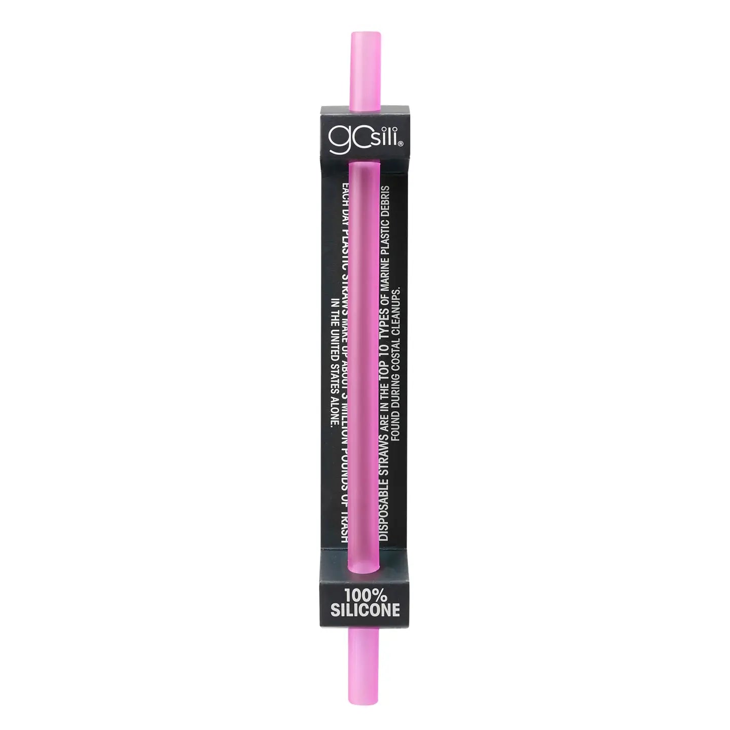 Sugerør i silikon 20cm rosa