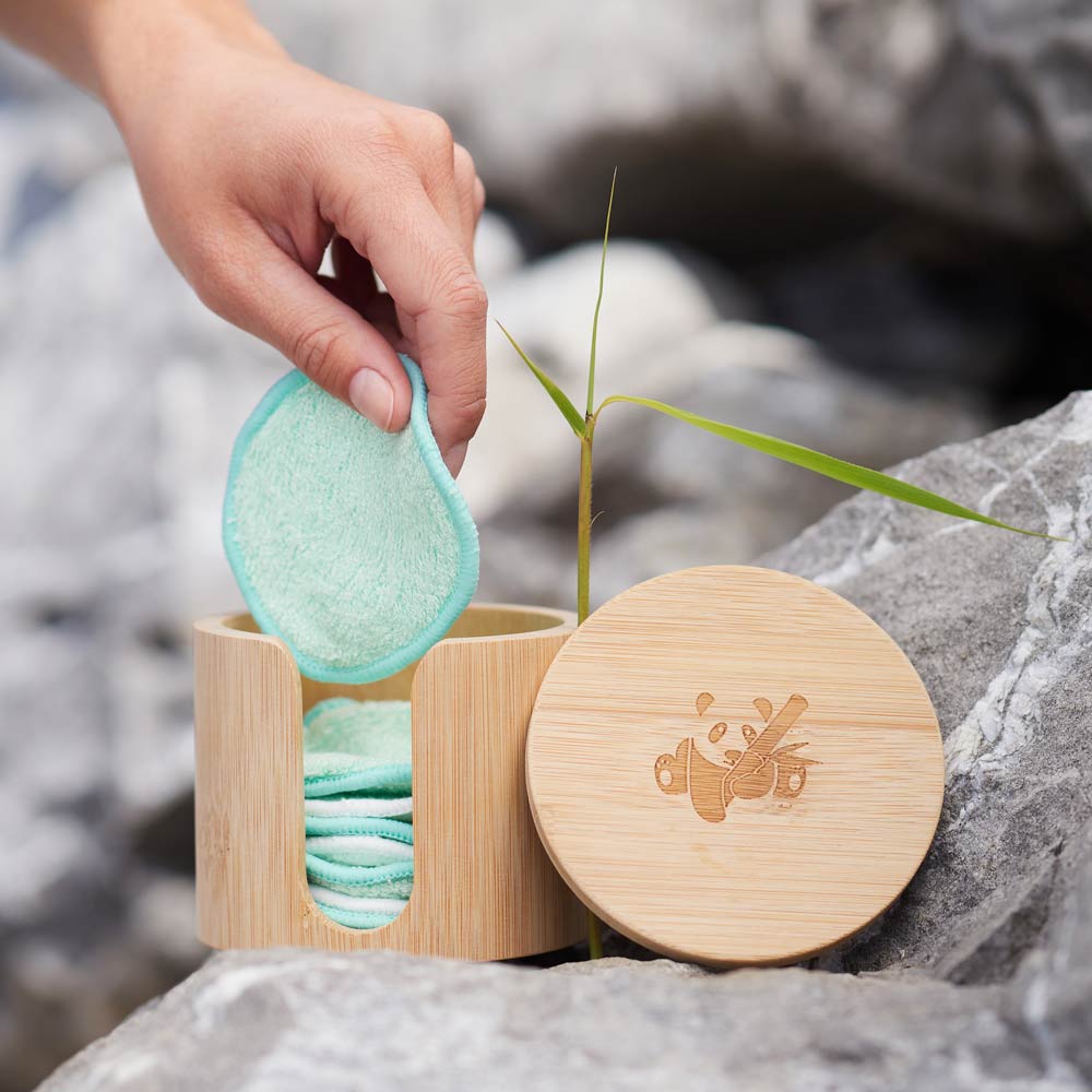 Gjenbrukbare sminkefjerningspads – 18 pk med vaskepose og bambusboks