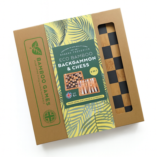 Sjakk & Backgammon – 2 i 1 gavesett i bambus
