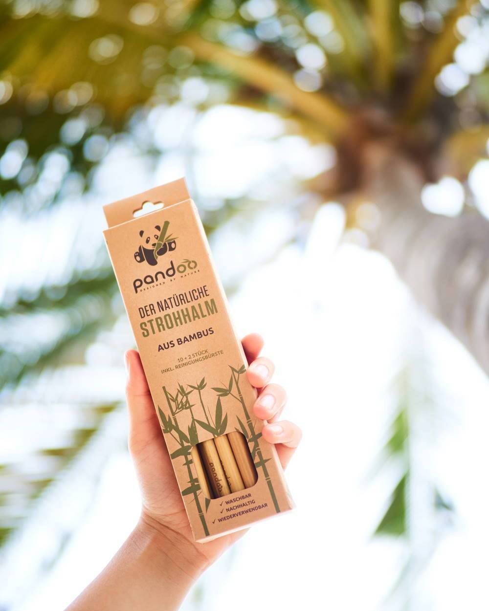 Bambussugerør – 12 pk med rengjøringsbørste