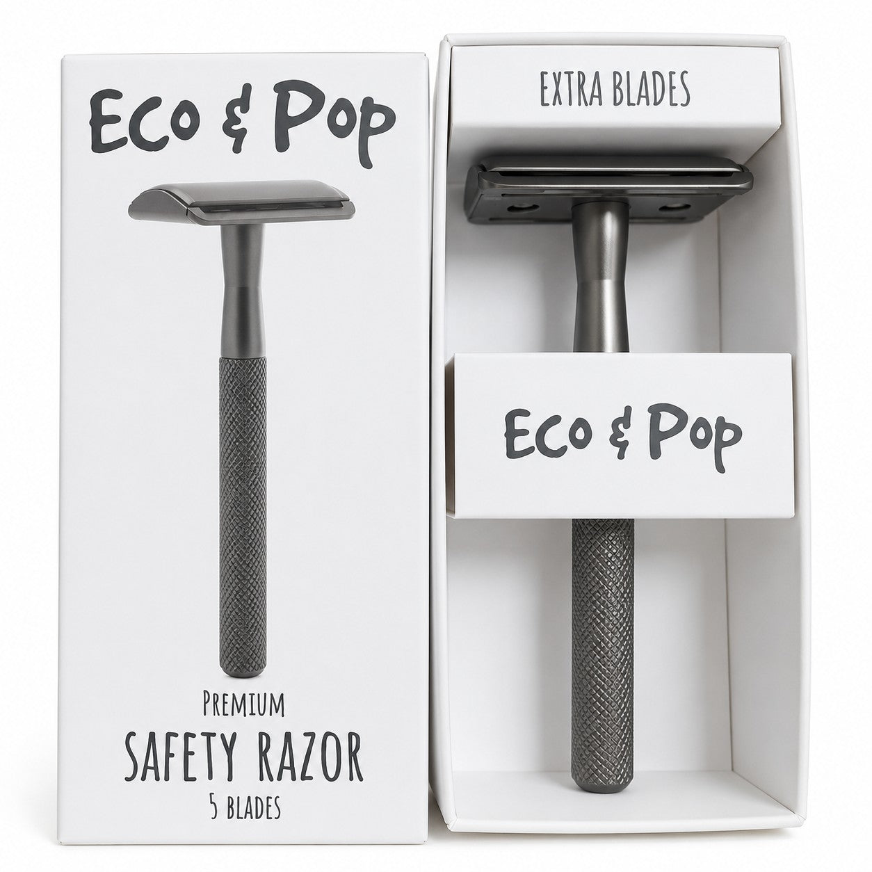 Barberhøvel (safety razor) i etall med 5 Barberblader