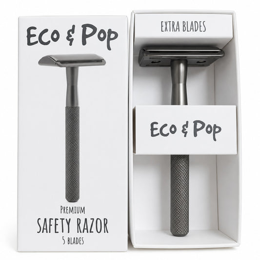 Barberhøvel (safety razor) i etall med 5 Barberblader