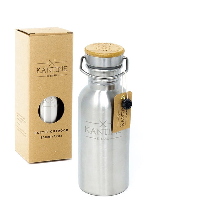 Drikkeflaske i rustfritt stål 500 ml – Lettvektsdesign med bambuslokk