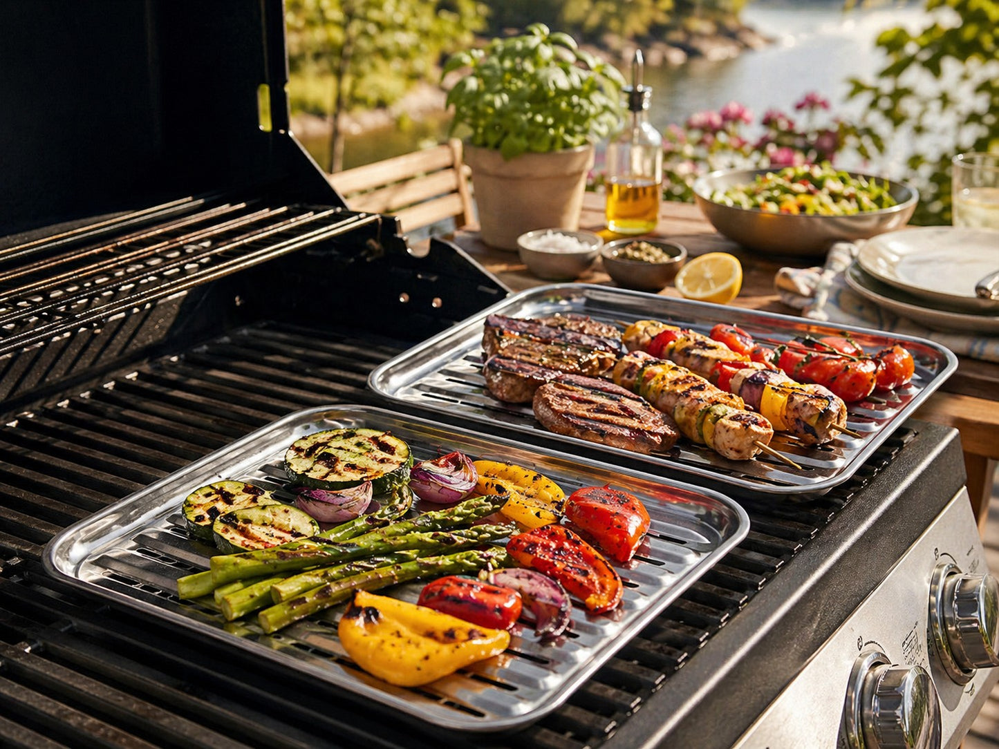 Grillbrett i rustfritt stål – Gjenbrukbart 34 x 24 cm