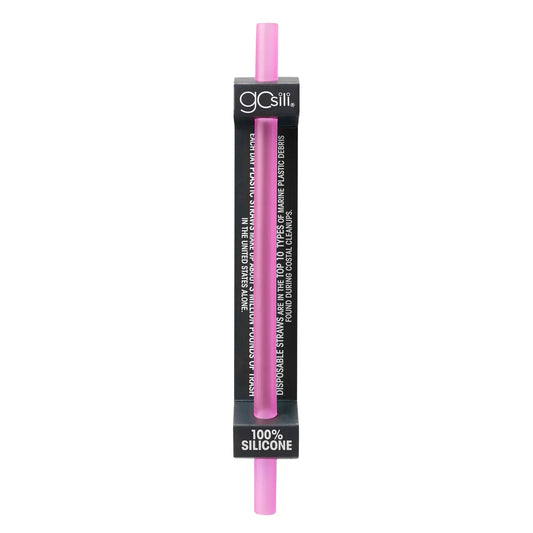Sugerør i silikon 20cm rosa