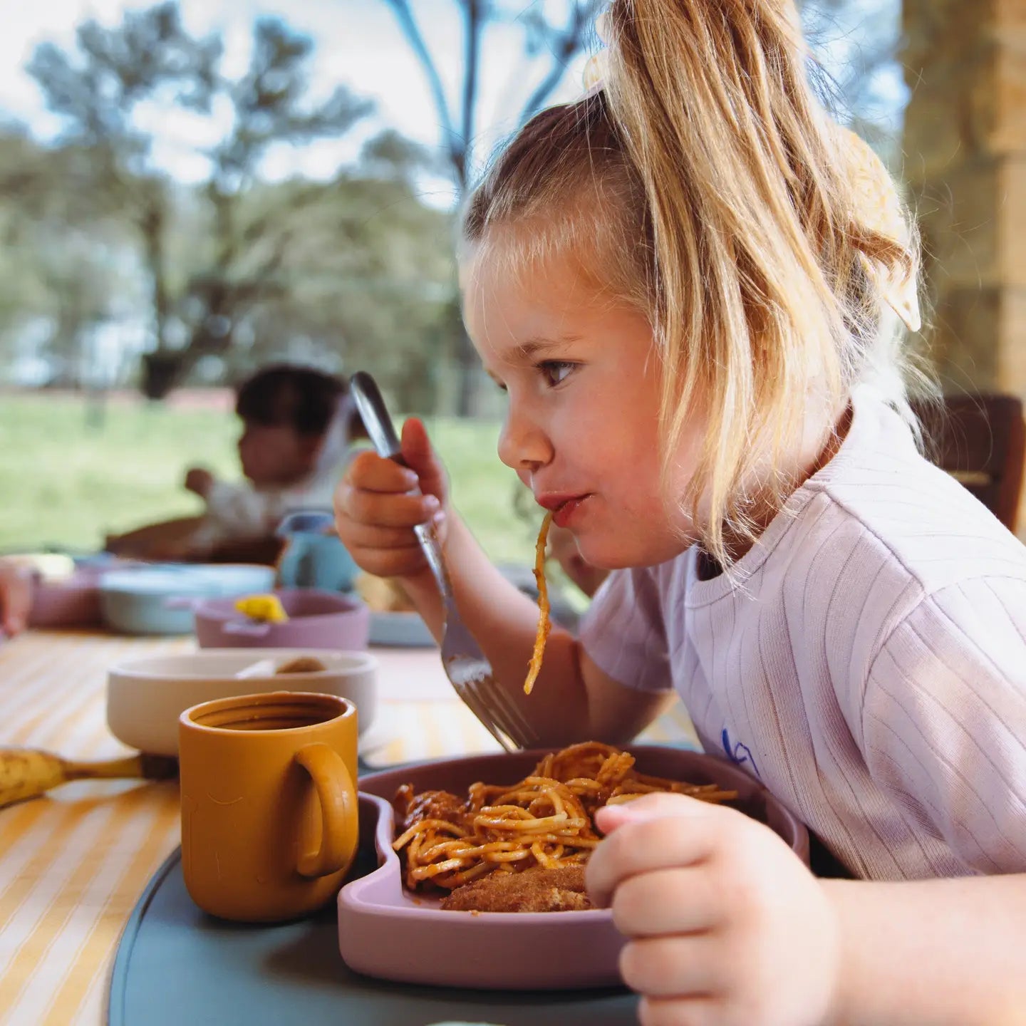Silikontallerken med sugekopp - Dusty pink