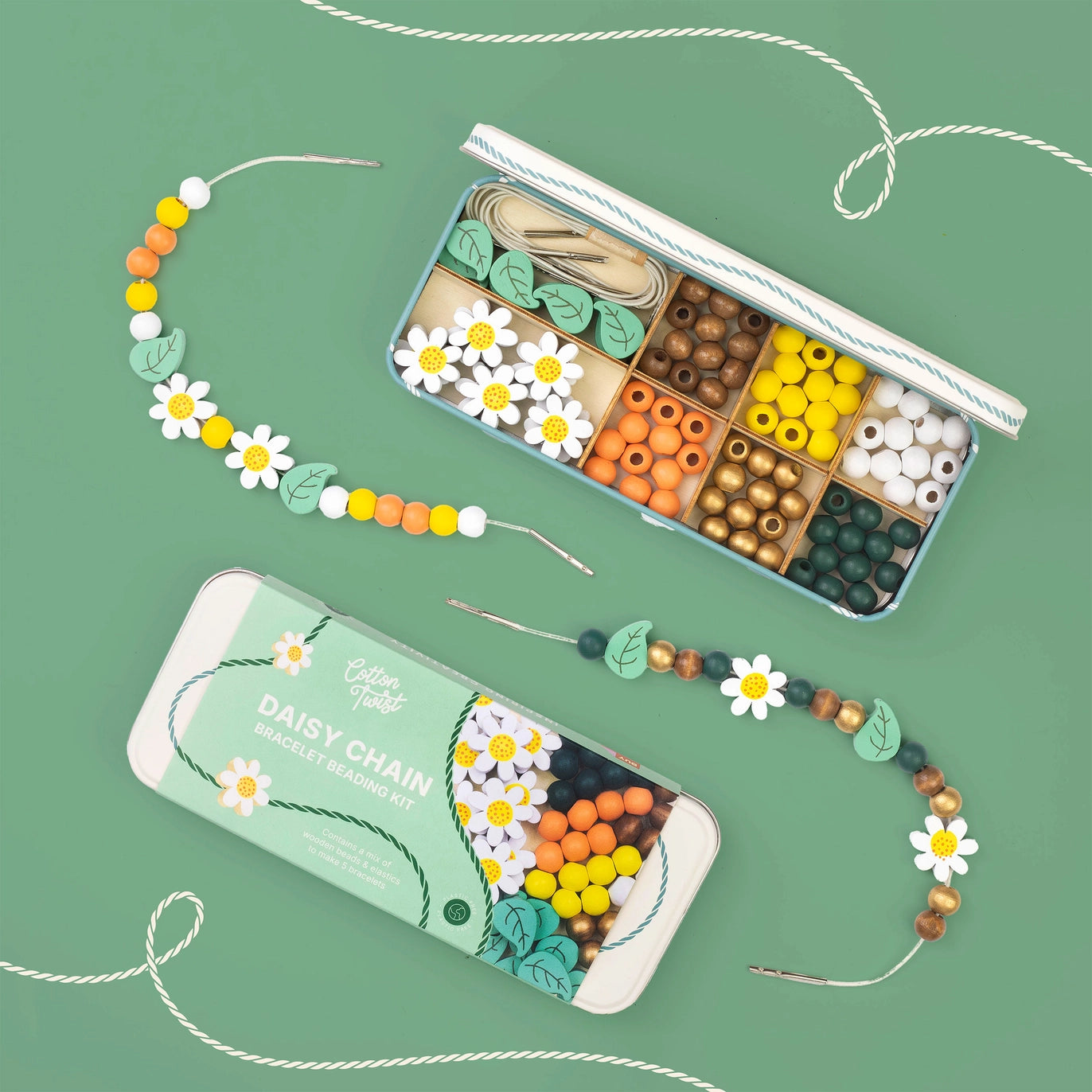 Perlesett i metallboks – Lag 5 blomsterarmbånd