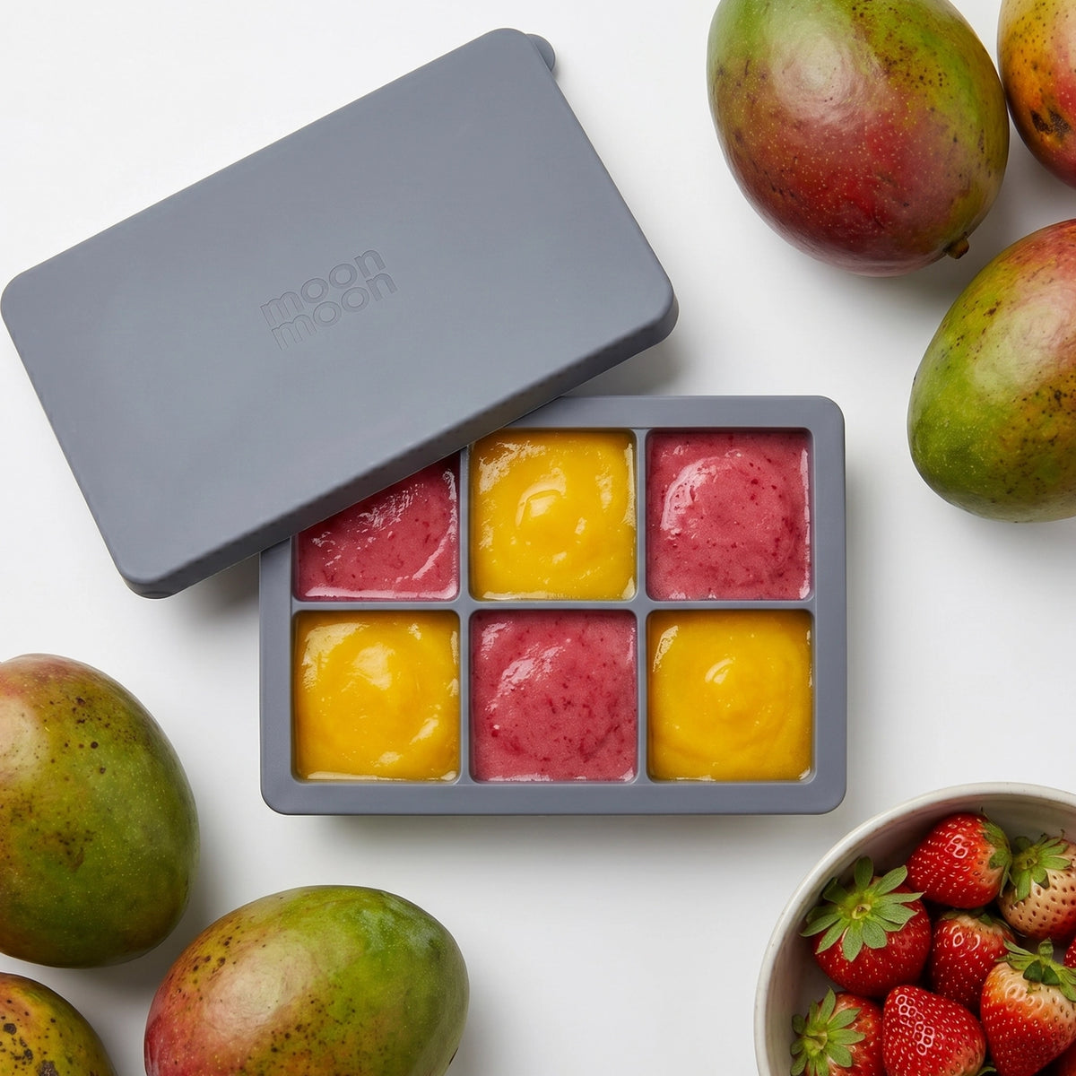 Isbitform i silikon med lokk – 6 store isbiter