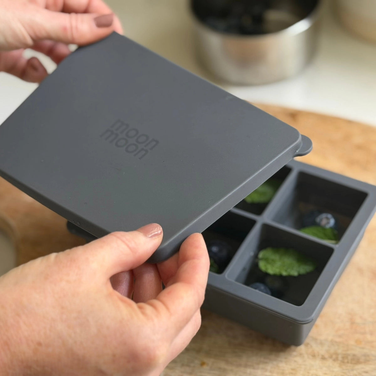 Isbitform i silikon med lokk – 6 store isbiter