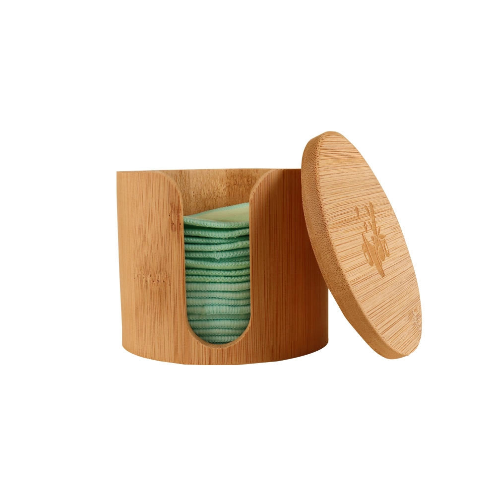 Gjenbrukbare sminkefjerningspads – 18 pk med vaskepose og bambusboks