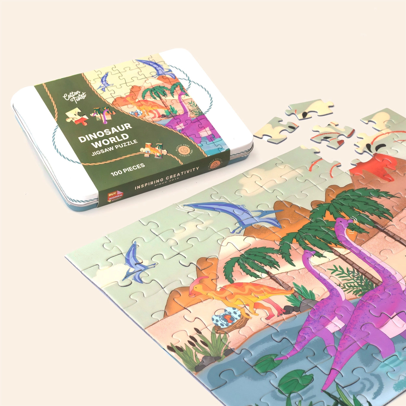 Puslespill med dinosaurer – 100 brikker