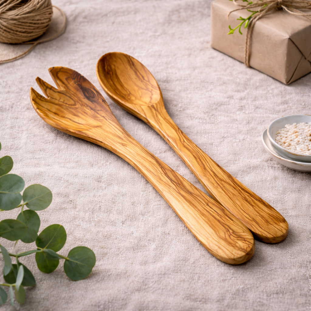 Salatbestikk i oliventre 30 cm – 2 Deler