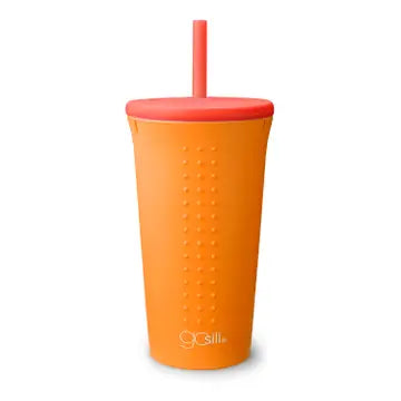 Drikkekopp i silikon 470ml - Oransje og rød