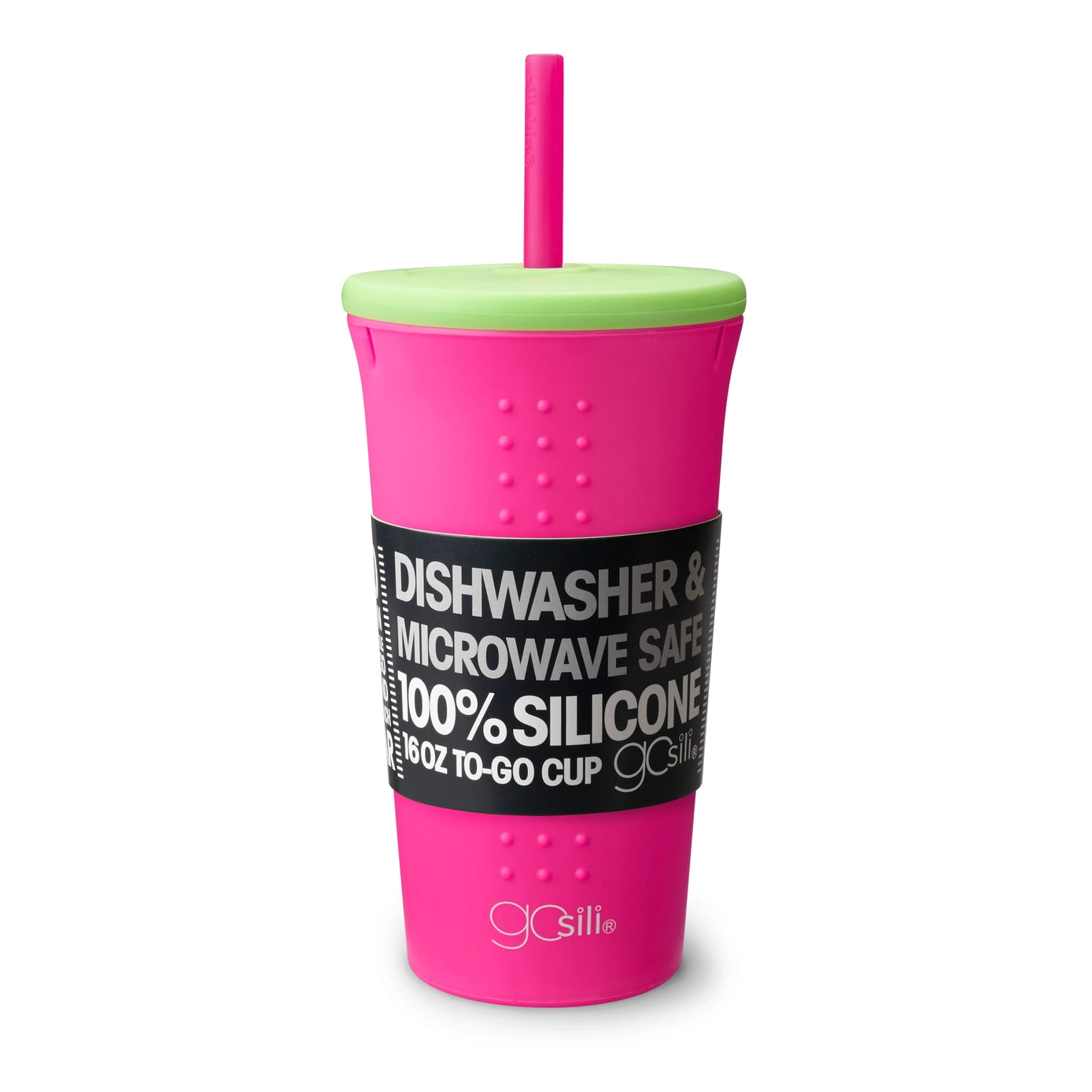 Drikkekopp i silikon 470ml -  Rosa og grønn