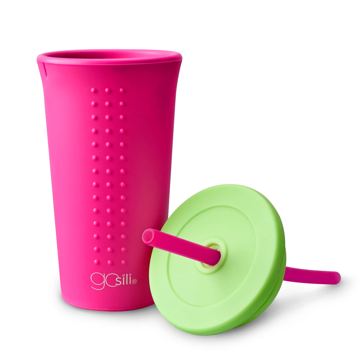 Drikkekopp i silikon 470ml -  Rosa og grønn