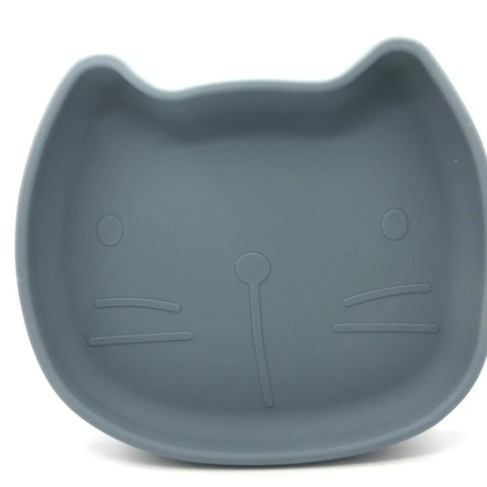 Silikontallerken med sugekopp - Misty blue